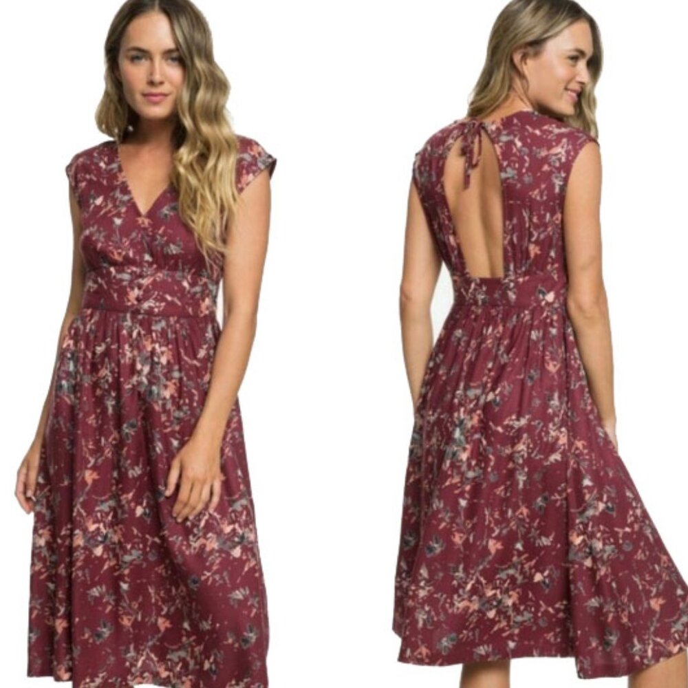 ROXY Poetic Sleeveless Midi Length Dress, Cap Sleeve, Open Back, Medium M NWT